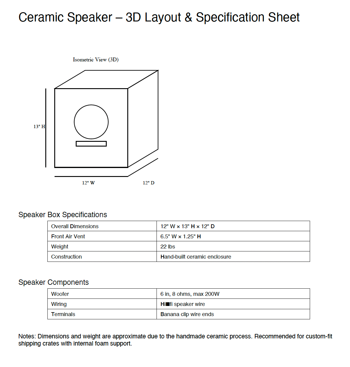 *PRE-ORDER* Ceramic Bookshelf Speaker (Pair)